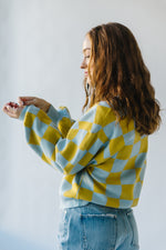 The Hermione Checkered Sweater in Blue + Yellow