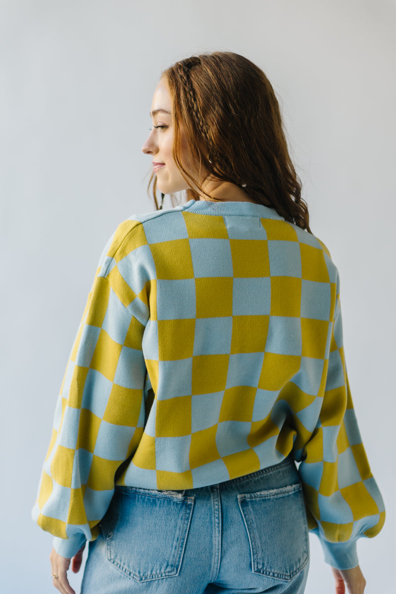 The Hermione Checkered Sweater in Blue + Yellow
