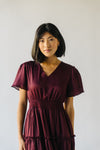 The Bicknell Tiered Midi Dress in Burgundy