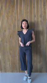The McKellar Wide Leg Gauze Pant in Navy