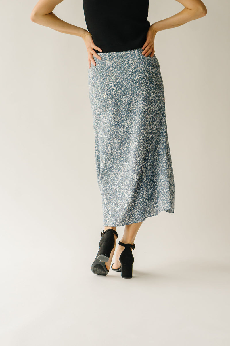 The Grainger Floral Button Down Skirt in Blue