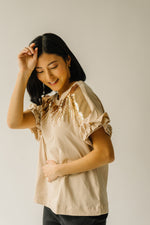 The Bennington Sequin Detail Blouse in Taupe