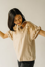 The Bennington Sequin Detail Blouse in Taupe