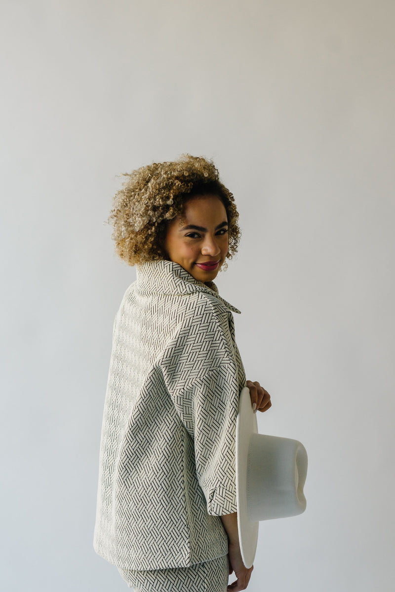 The Florence Collared Top in Patterned Grey