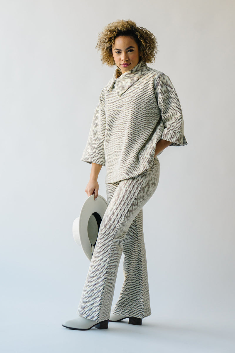 The Florence Collared Top in Patterned Grey