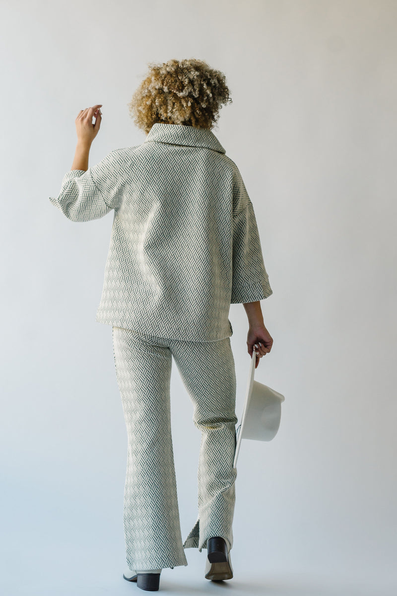 The Florence Collared Top in Patterned Grey