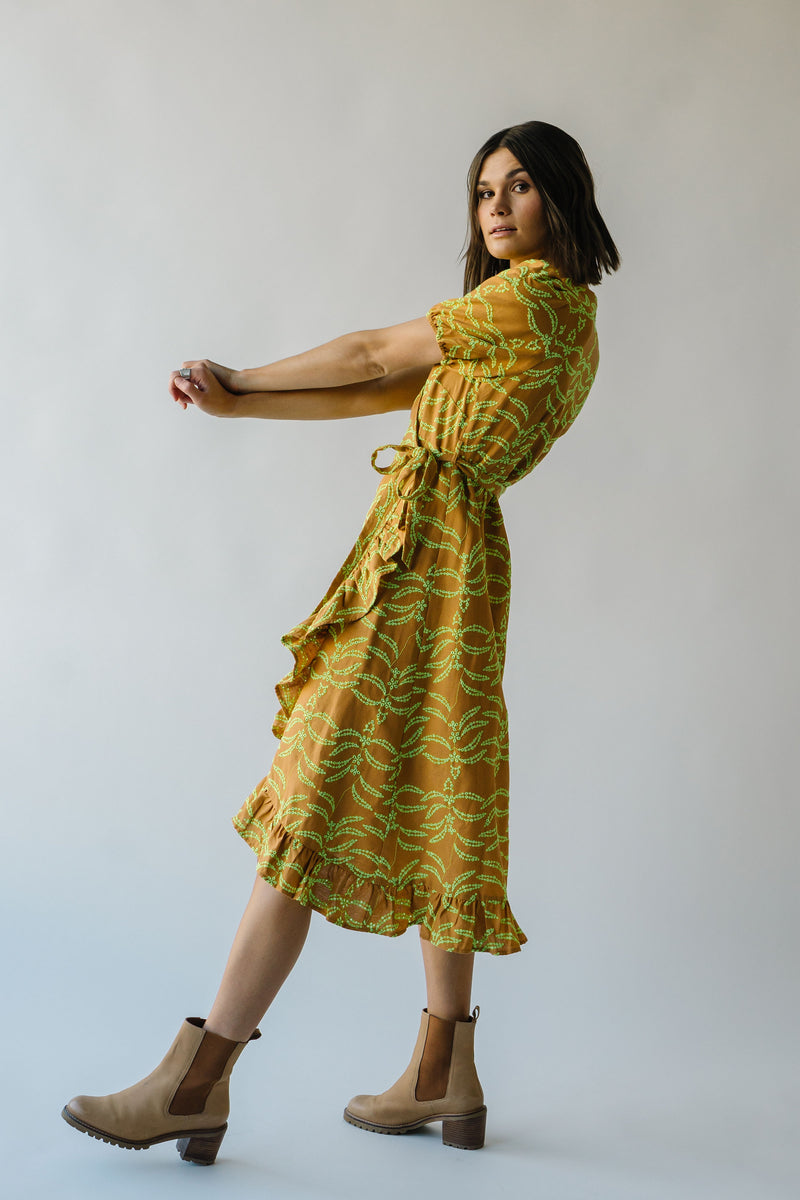 The Melia Eyelet Detail Wrap Dress in Sunrise