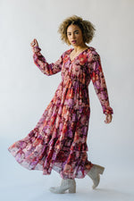 The Irina V-Neck Maxi Dress in Brown Multi
