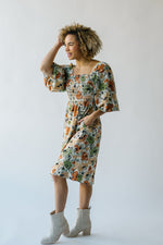 The Ash Floral Midi Dress in Green Oasis
