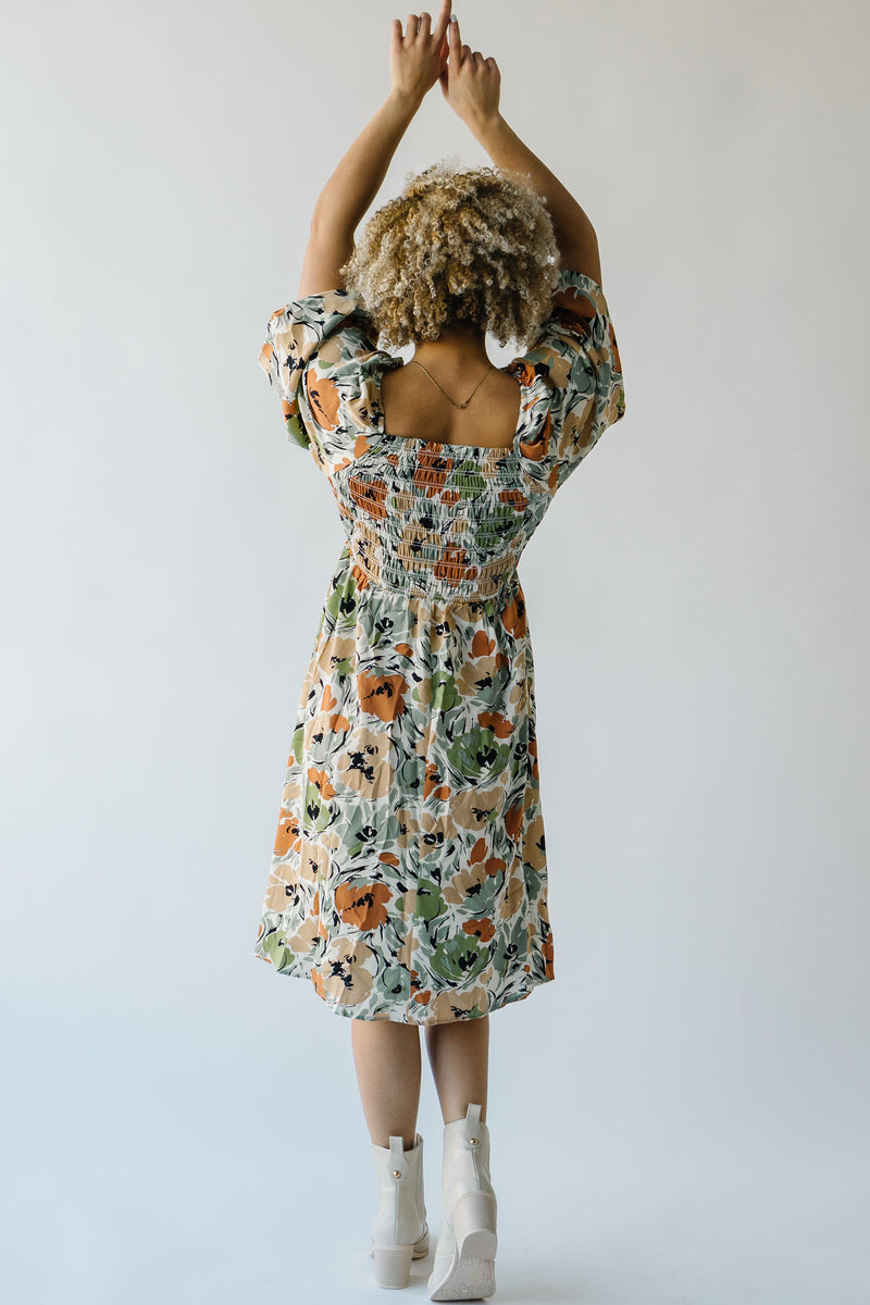 The Ash Floral Midi Dress in Green Oasis