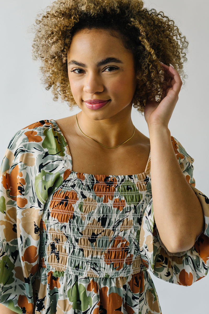 The Ash Floral Midi Dress in Green Oasis