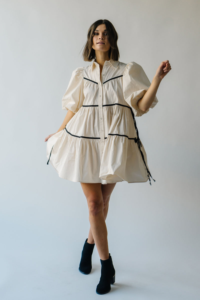 The Brielle Tiered Detail Dress in Natural