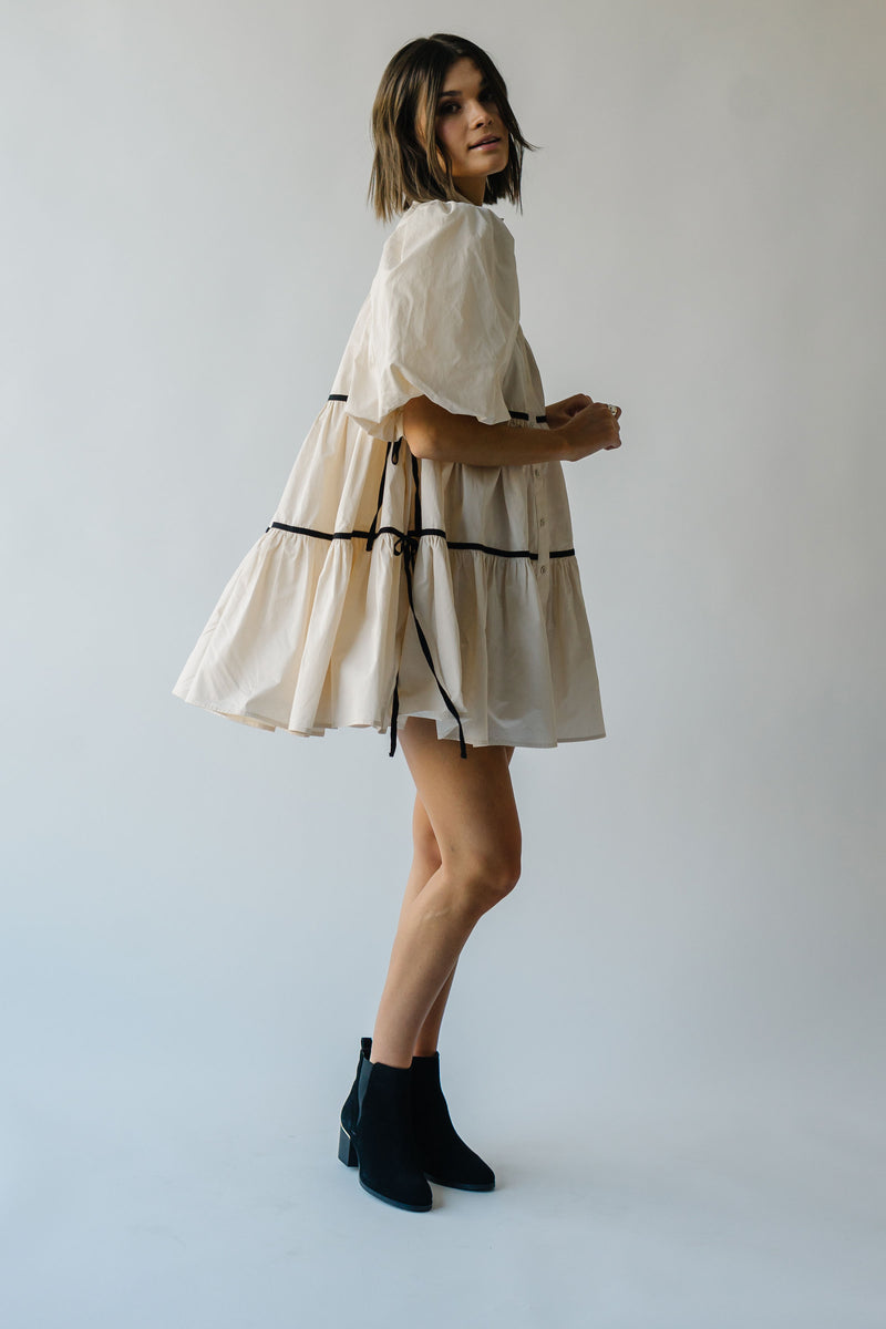 The Brielle Tiered Detail Dress in Natural
