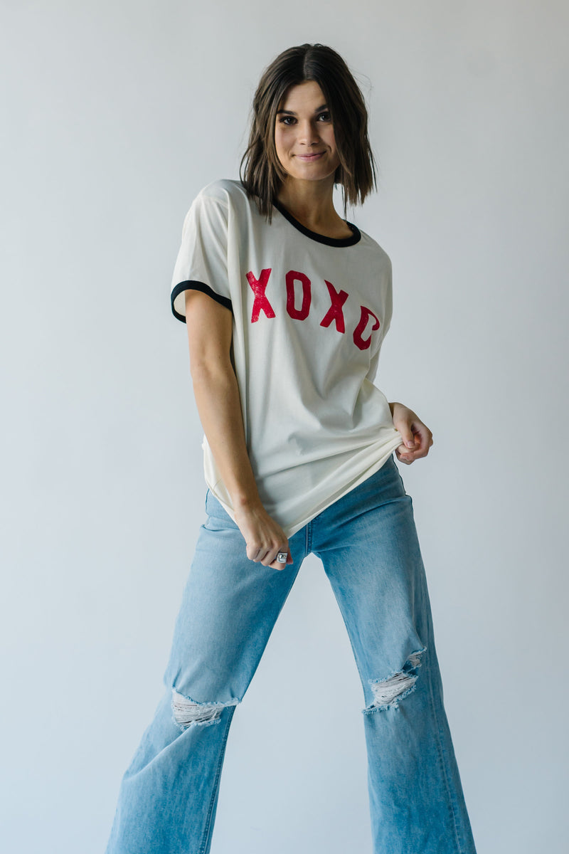 The XOXO Graphic Tee in Natural + Black