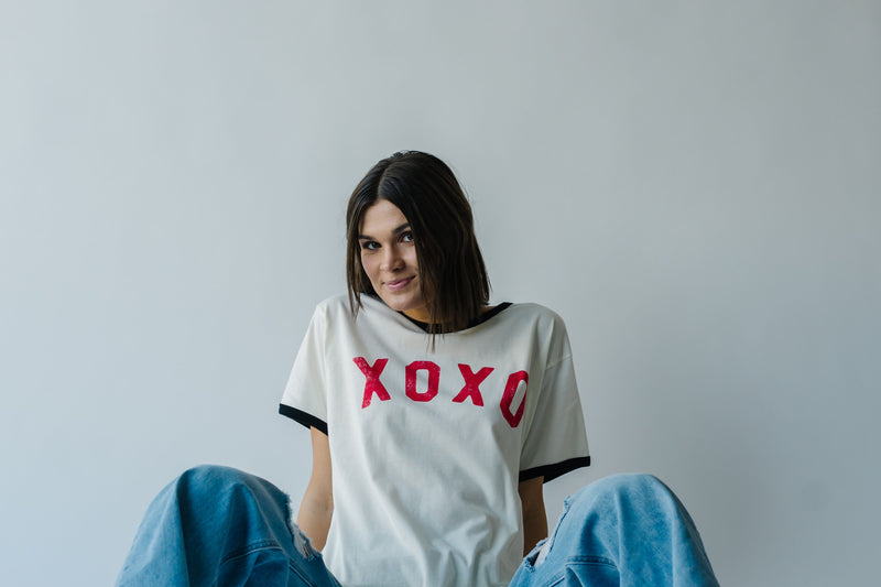 The XOXO Graphic Tee in Natural + Black