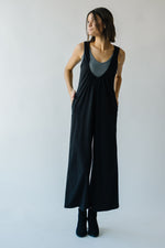 The Gaines Ribbed Wide Leg Jumpsuit in Black