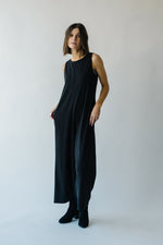 The Gaines Ribbed Wide Leg Jumpsuit in Black