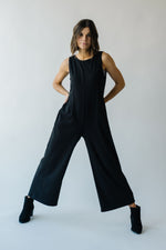 The Gaines Ribbed Wide Leg Jumpsuit in Black