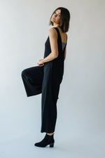 The Gaines Ribbed Wide Leg Jumpsuit in Black