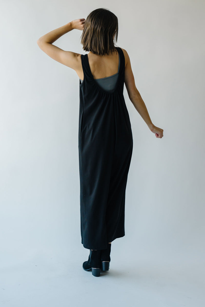 The Gaines Ribbed Wide Leg Jumpsuit in Black