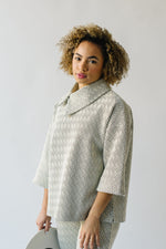The Florence Collared Top in Patterned Grey