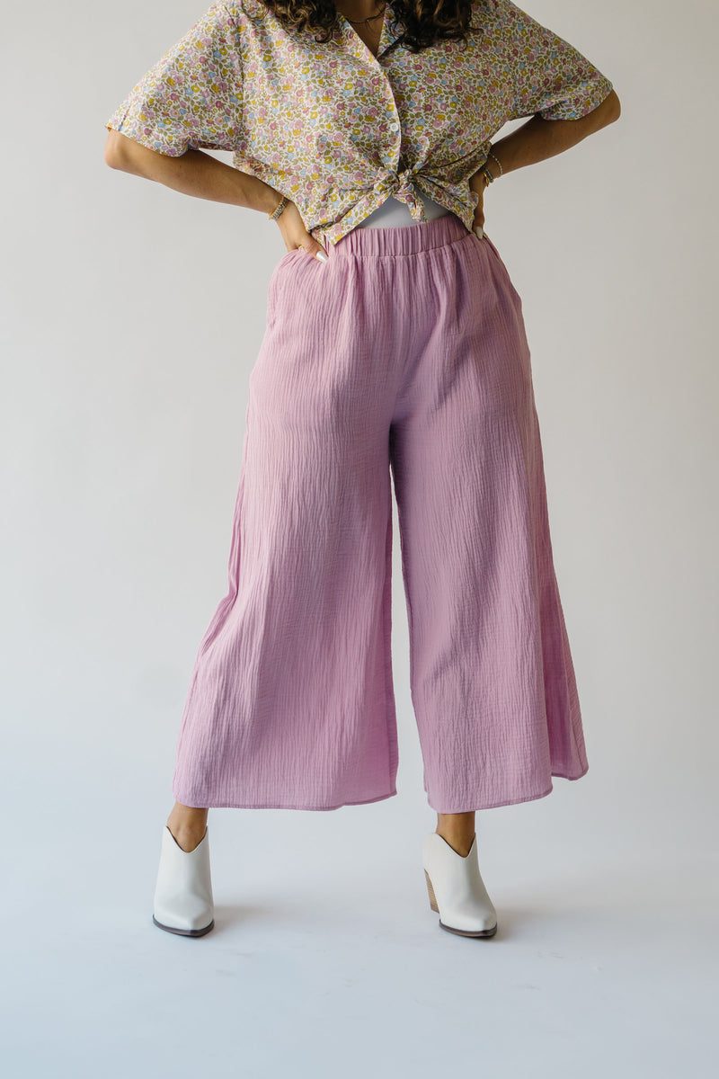 The Cielle Wide Leg Gauze Pant in Dusty Pink