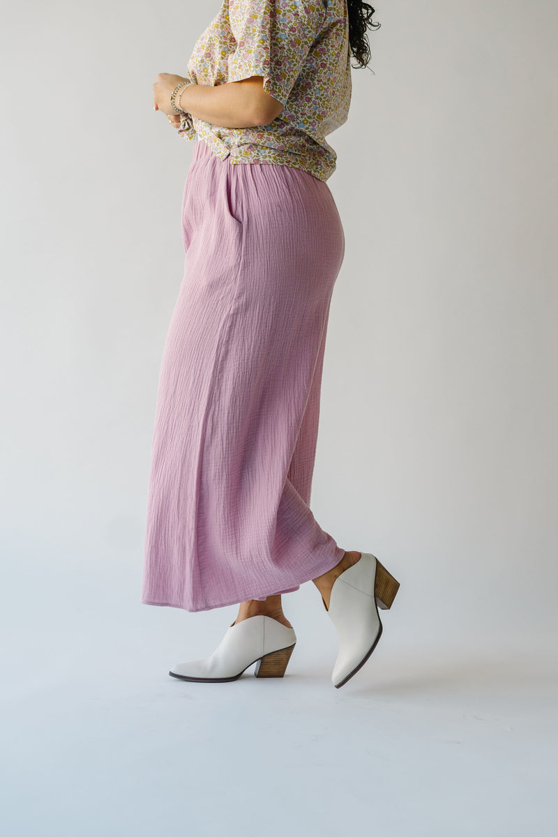 The Cielle Wide Leg Gauze Pant in Dusty Pink