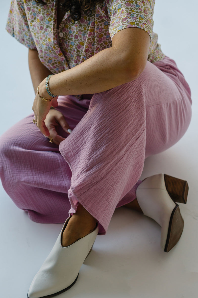 The Cielle Wide Leg Gauze Pant in Dusty Pink