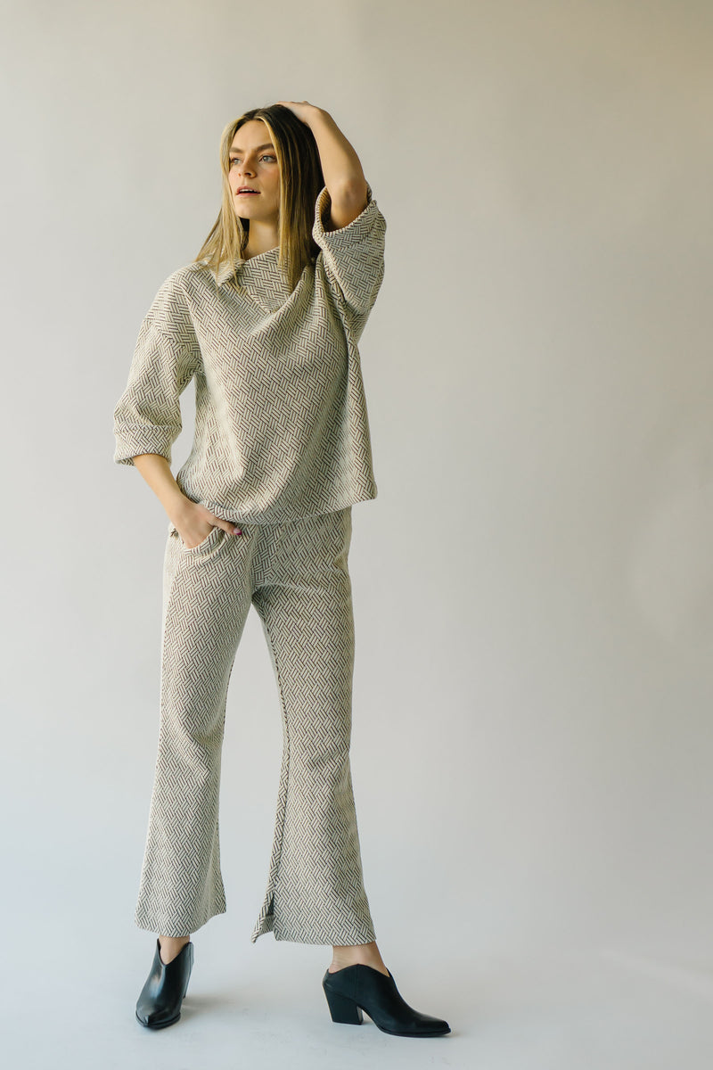 The Florence Collared Top in Patterned Grey
