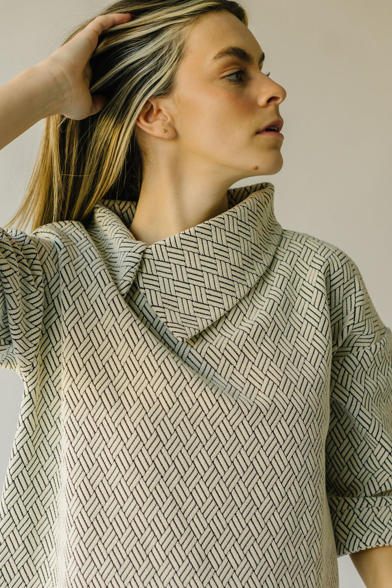The Florence Collared Top in Patterned Grey