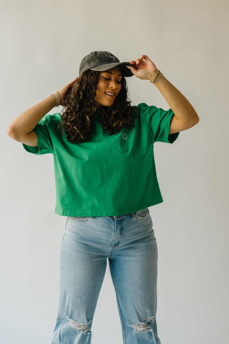 The Smile Embroidered Tee in Green