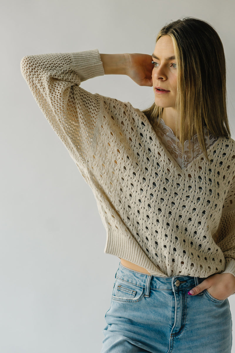 The Bruner Lace Detail Sweater in Cream