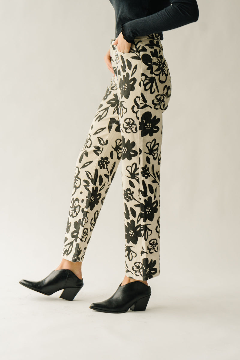 The Kearney Floral High Waisted Pant in Cream