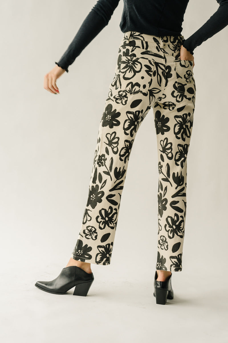 The Kearney Floral High Waisted Pant in Cream