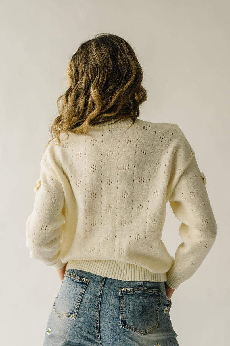 The Wentzville Textured Floral Cardigan in Ivory