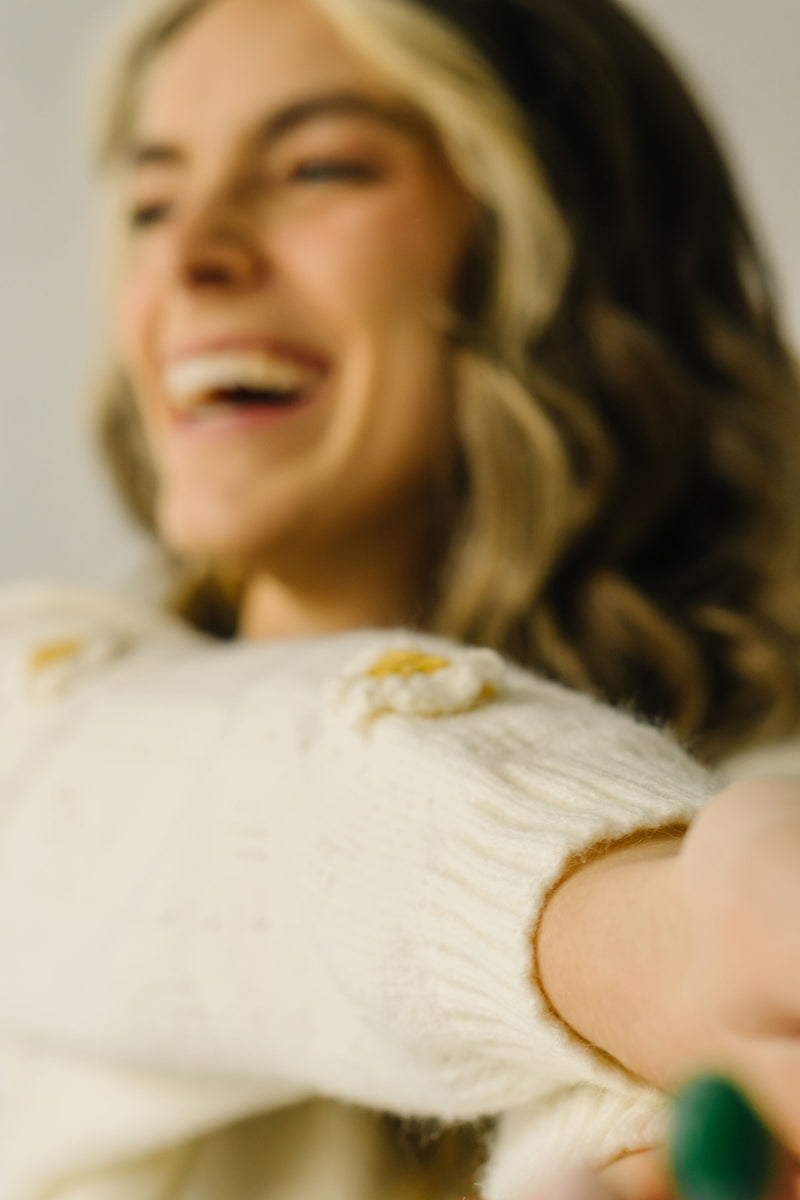 The Wentzville Textured Floral Cardigan in Ivory