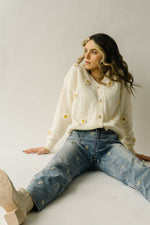 The Wentzville Textured Floral Cardigan in Ivory