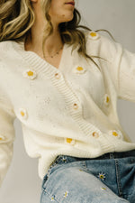 The Wentzville Textured Floral Cardigan in Ivory
