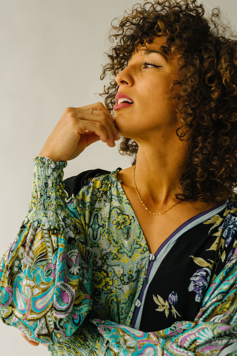 Free People: Gemini Blouse in Dark Night Combo