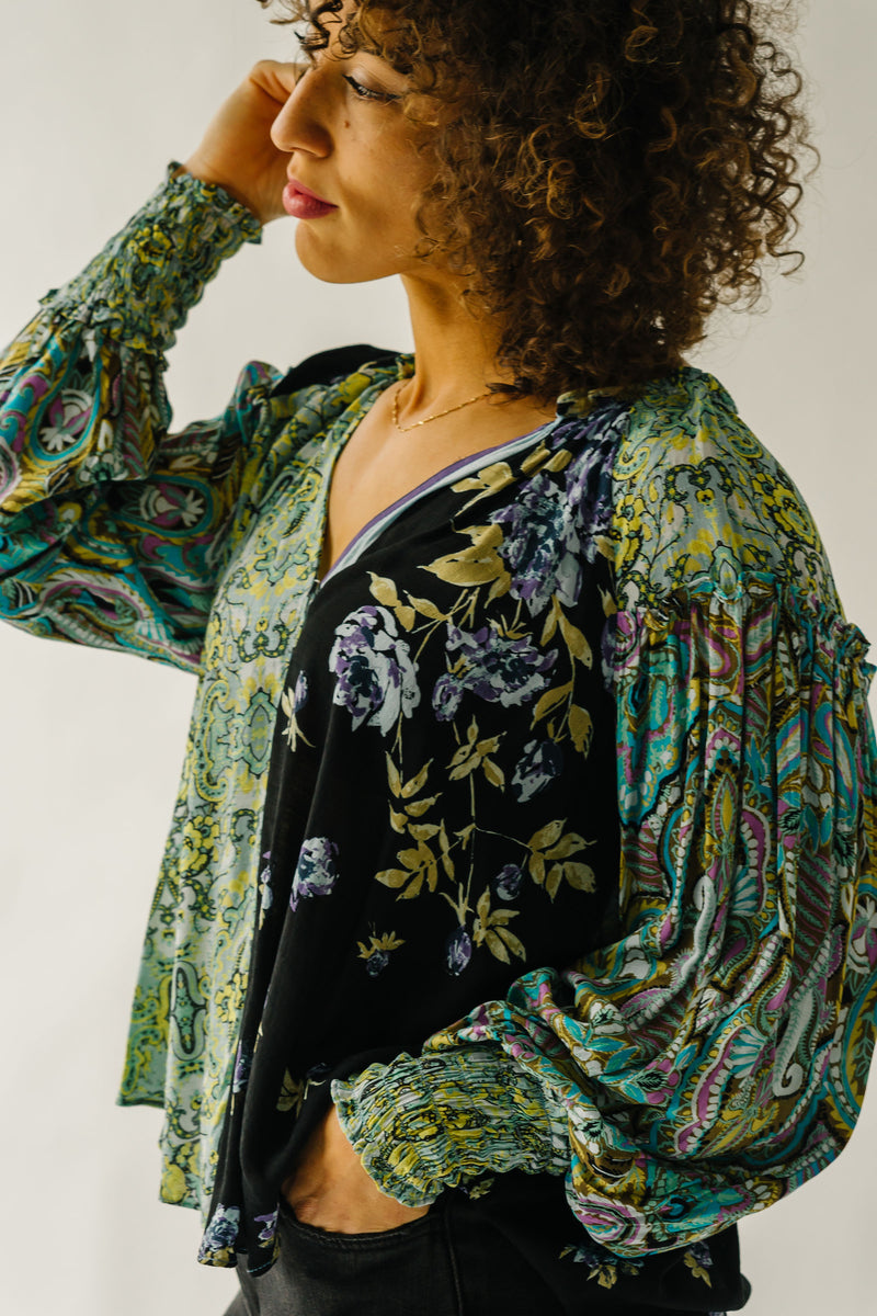 Free People: Gemini Blouse in Dark Night Combo