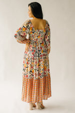 The Karanda Long Sleeve Patterned Dress in Ivory