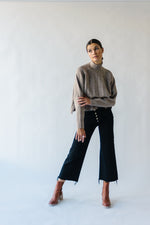 The Velma Mock Neck Sweater in Warm Taupe