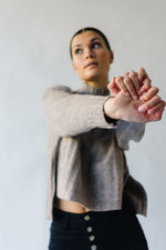 The Velma Mock Neck Sweater in Warm Taupe