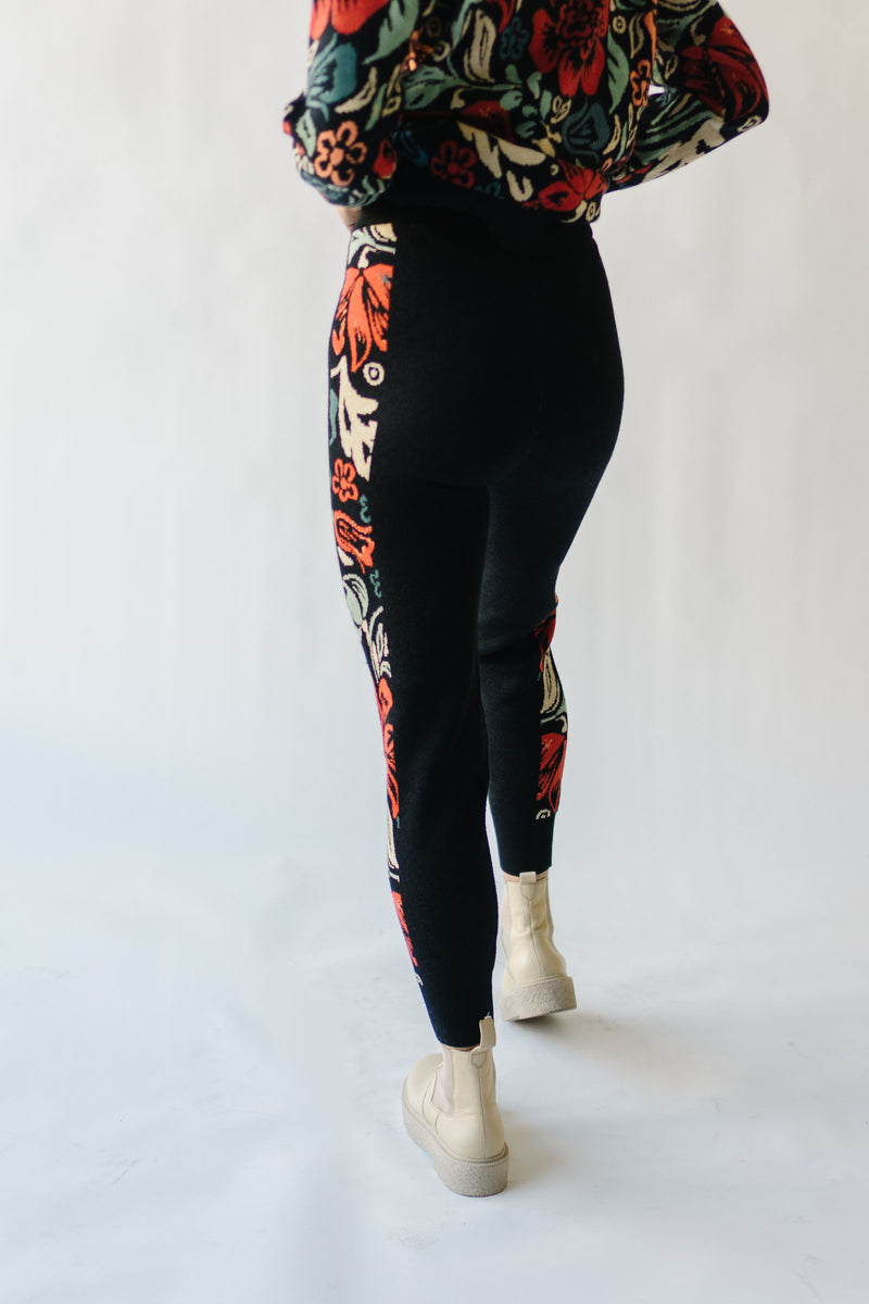 The Gadot Floral Detail Jogger in Black Multi
