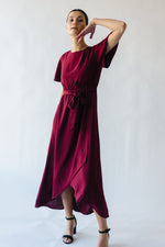 The Dell Woven Wrap Dress in Burgundy