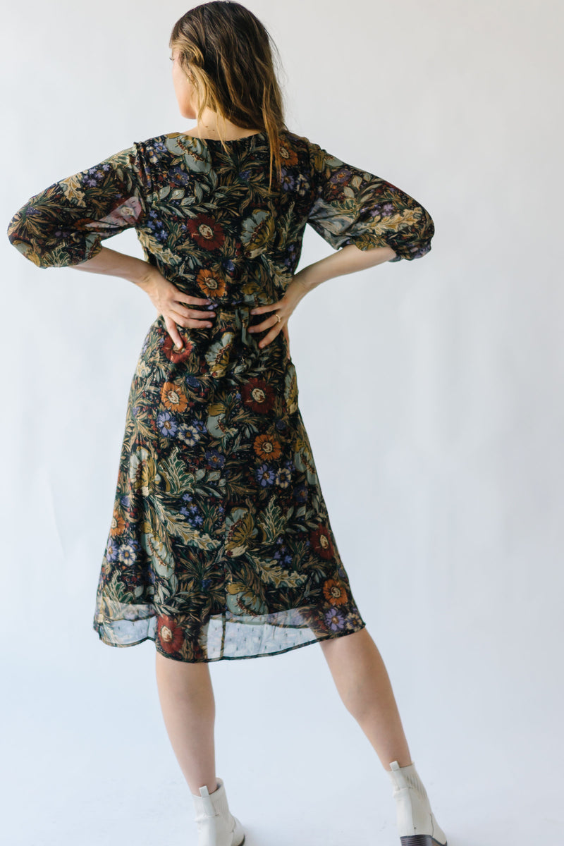 Piper & Scoot: The Wesley Midi Dress in Moody Floral