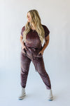 Piper & Scoot: The Bianca Cinch Jumpsuit in Ribbed Velvet in Pink Floral