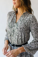 The Odom Belted Maxi Dress in Grey