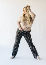 The Sonia Daisy Print Pants in Black