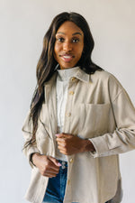 The Bennie Button Up Shacket in Heather Beige
